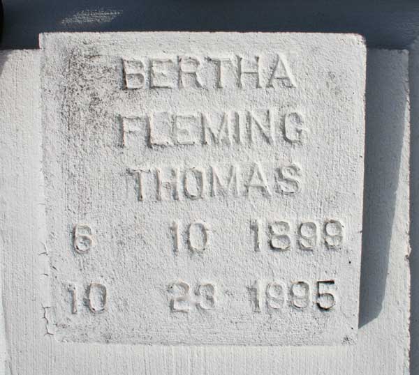 Bertha Fleming Thomas Gravestone Photo