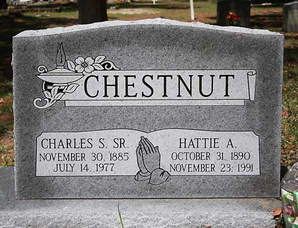 Charles S Sr. & Hattie A. Chestnut Gravestone Photo