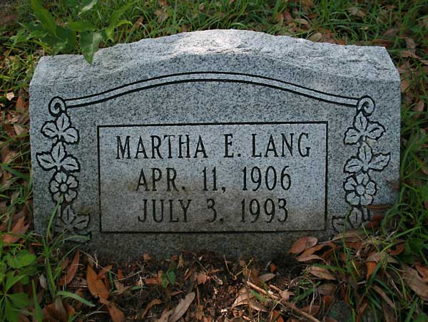 Martha E. Lang Gravestone Photo