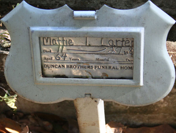 MATTIE THOMAS CARTER Gravestone Photo