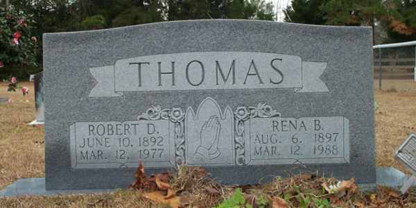 Robert D. & Rena B. Thomas Gravestone Photo