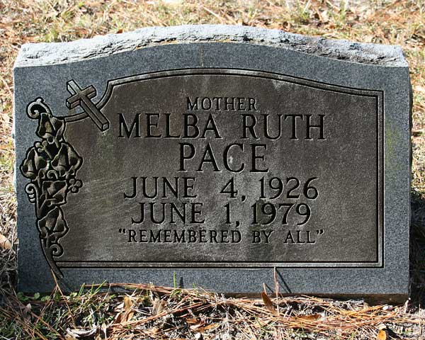 Melba Ruth Pace Gravestone Photo