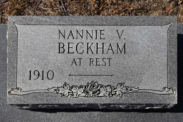 Nannie V. Beckham Gravestone Photo
