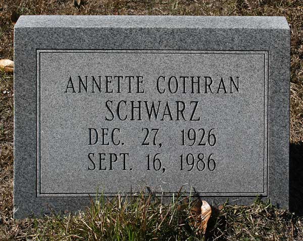 Annette Cothran Schwarz Gravestone Photo