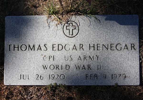 Thomas Edgar Henegar Gravestone Photo
