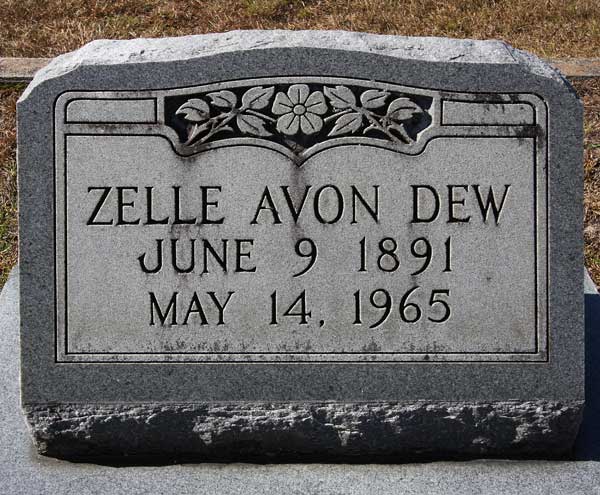 Zelle Avon Dew Gravestone Photo
