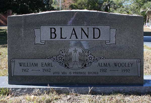 William Earl & Alma Wooley Bland Gravestone Photo