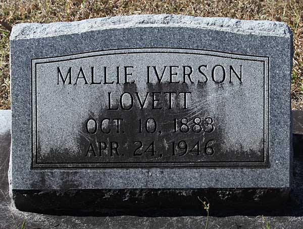 Mallie Iverson Lovett Gravestone Photo