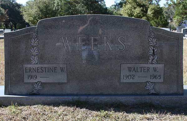 Ernestine W. & Walter W. Weeks Gravestone Photo