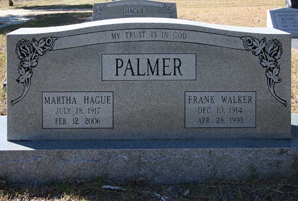Martha Hague & Frank Walker Palmer Gravestone Photo