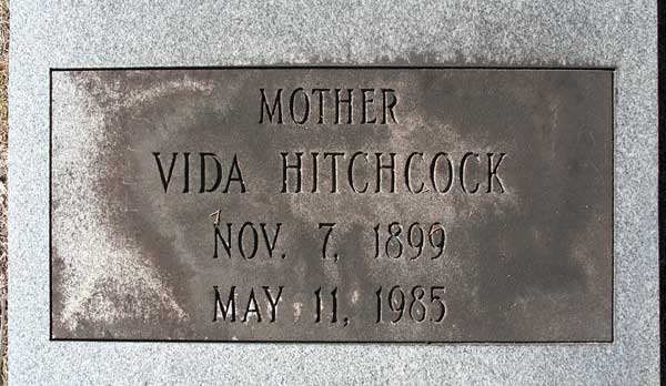 Vida Hitchcock Gravestone Photo
