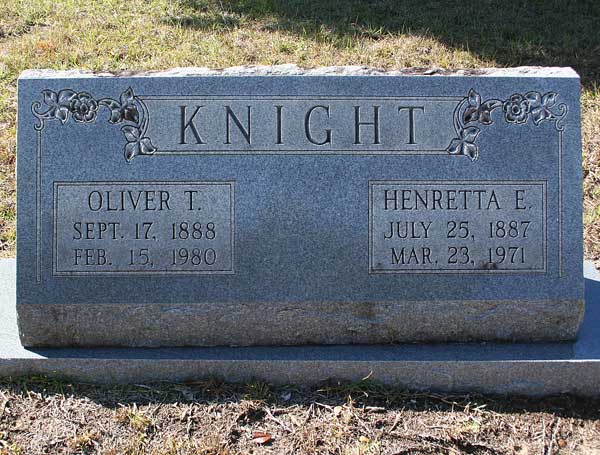 Oliver T. & Henretta E. Knight Gravestone Photo