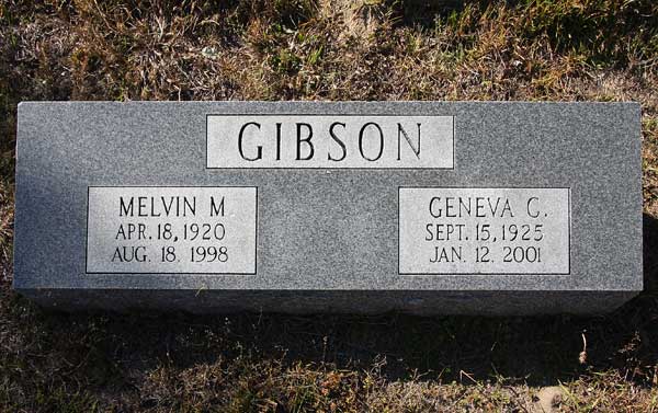 Melvin M. & Geneva G. Gibson Gravestone Photo
