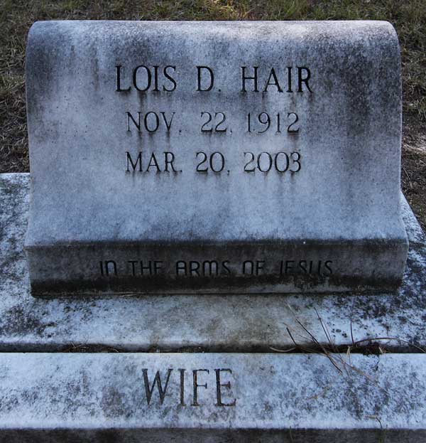 Lois D. Hair Gravestone Photo