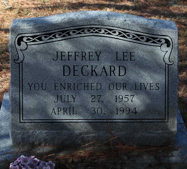 Jeffrey Lee Deckard Gravestone Photo