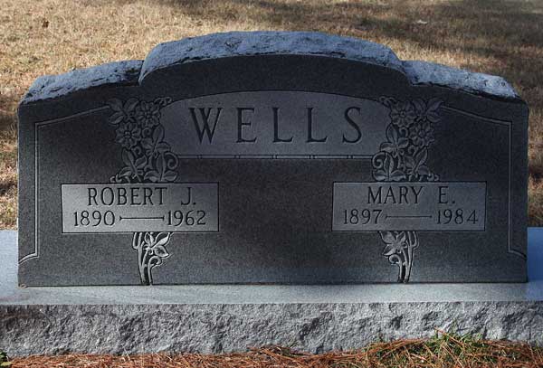 Robert J. & Mary E. Wells Gravestone Photo