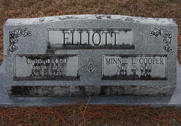 C. Bradford & Minnie L. Cooper Elliott Gravestone Photo