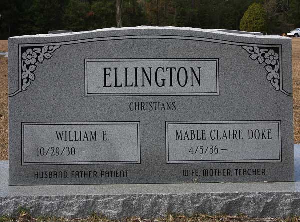 William E. & Mable Claire Doke Ellington Gravestone Photo