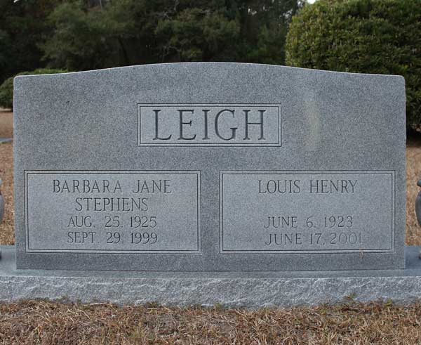 Barbara Jane Stephens & Louis Henry Leigh Gravestone Photo