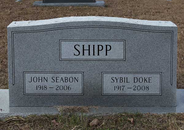 John Seabon & Sybil Doke Shipp Gravestone Photo