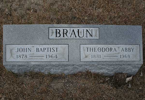 John Baptist & Theodora Abby Braun Gravestone Photo