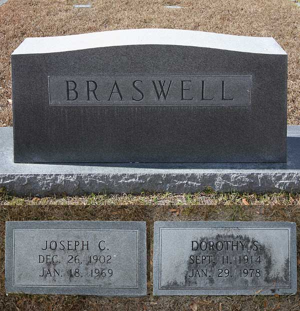 Joseph C. & Dorothy S. Braswell Gravestone Photo