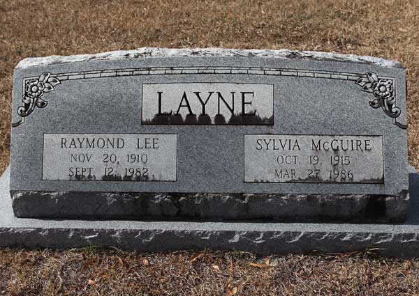 Raymond Lee & Sylvia McGuire Layne Gravestone Photo