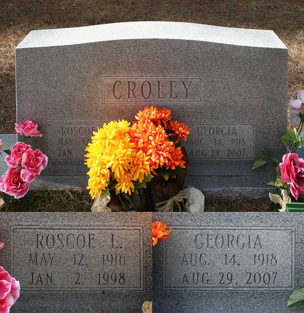 Roscoe L. & Georgia Croley Gravestone Photo