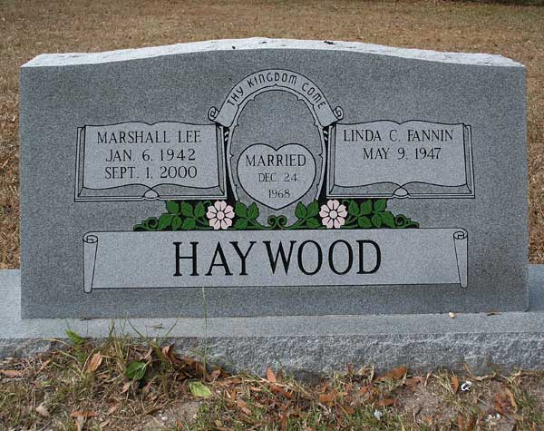 Marshall Lee & Linda C. Fannin Haywood Gravestone Photo