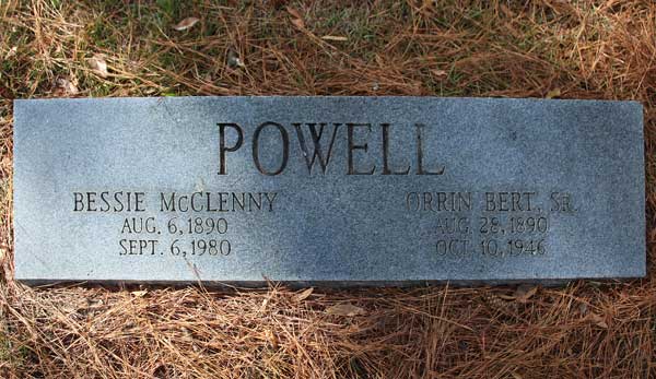 Bessie McClenny & Orrin Bert Powell Gravestone Photo