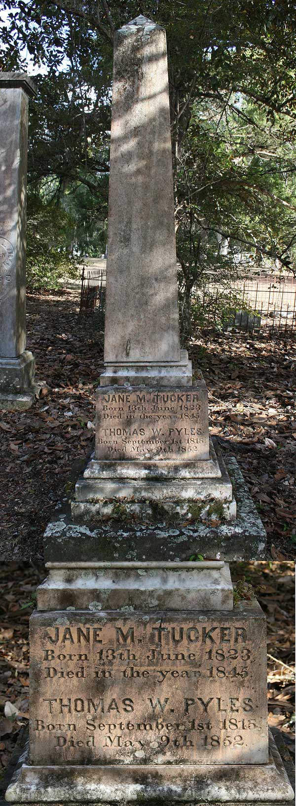 Jane M. Tucker & Thomas W. Pyles Gravestone Photo