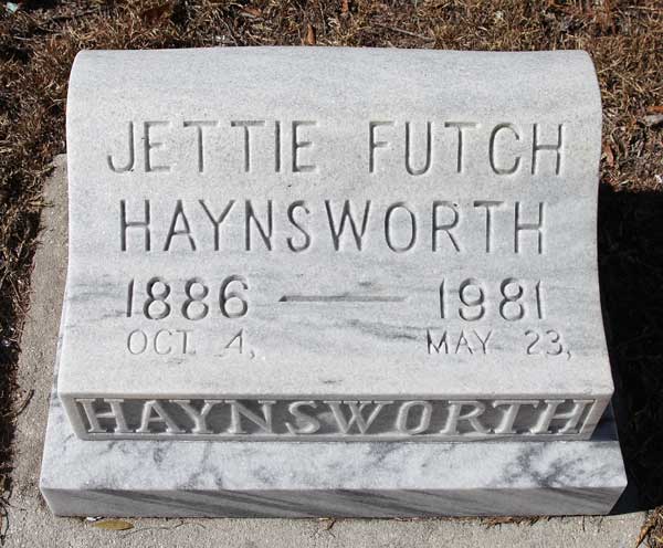 Jettie Futch Haynsworth Gravestone Photo