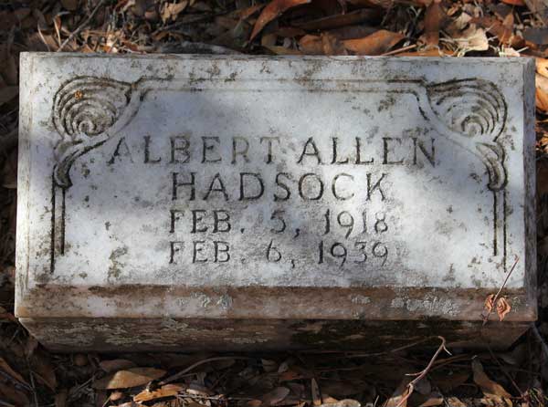 Albert Allen Hadsock Gravestone Photo