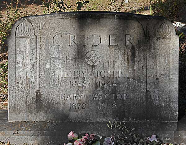 Henry Joseph & Mary Wactor Crider Gravestone Photo