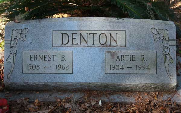 Ernest B. & Artie R. Denton Gravestone Photo