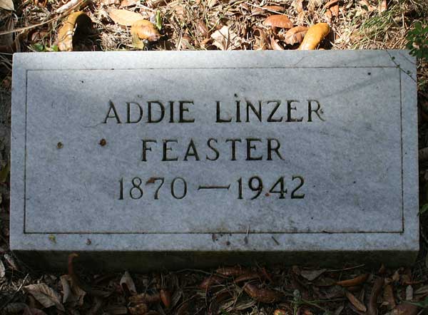 Addie Linzer Feaster Gravestone Photo
