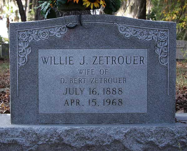 Willie J. Zetrouer Gravestone Photo