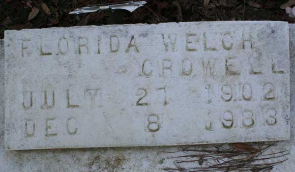 Florida Welch Crowell Gravestone Photo