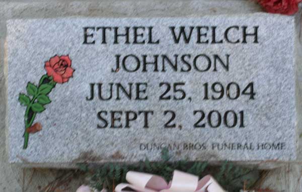 Ethel Welch Johnson Gravestone Photo