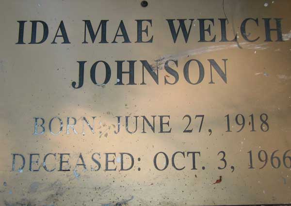 Ida Mae Johnson Welch Gravestone Photo