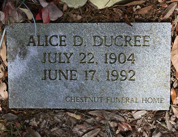Alice D. Ducree Gravestone Photo
