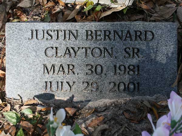 Justin Bernard Clayton Gravestone Photo