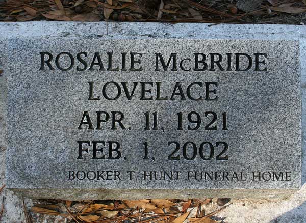 Rosalie McBride Lovelace Gravestone Photo