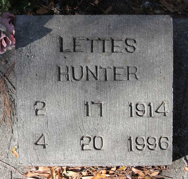 Lettes Hunter Gravestone Photo