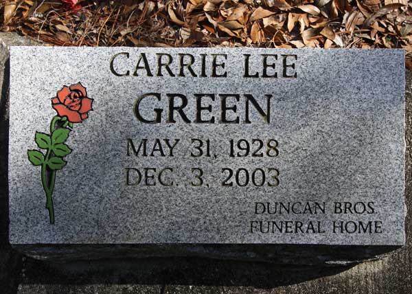 Carrie Lee Green Gravestone Photo