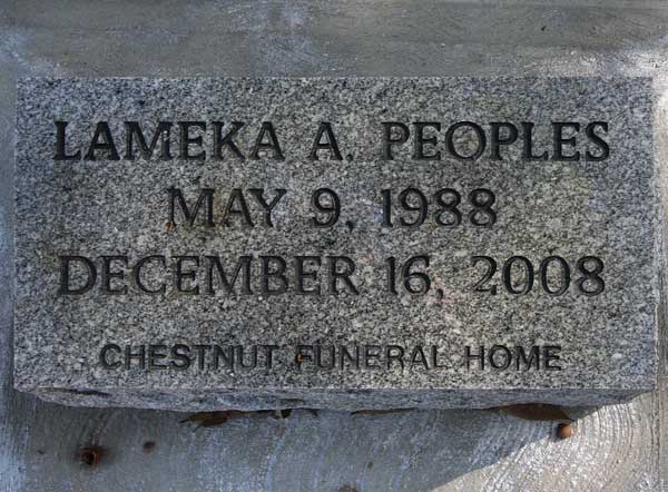 Lameka A. Peoples Gravestone Photo