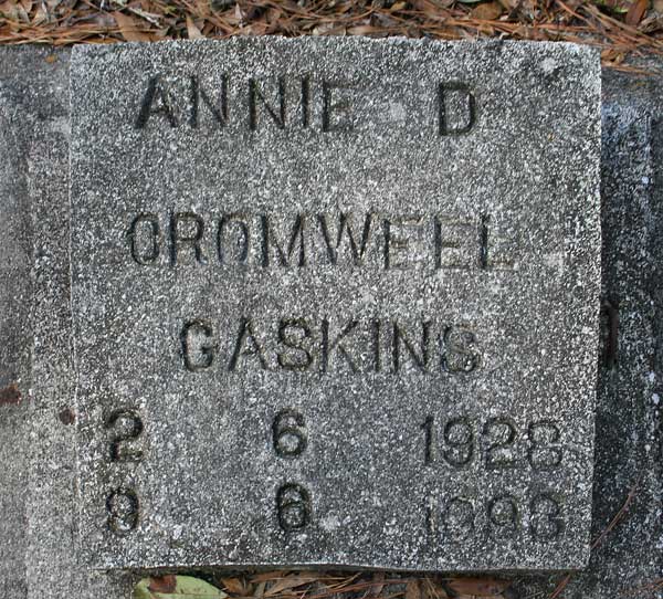 Annie D. Cromwell Gaskins Gravestone Photo