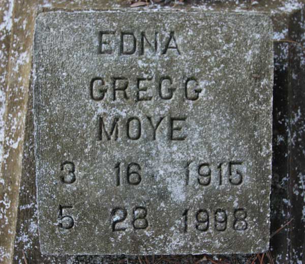 Edna Gregg Moye Gravestone Photo