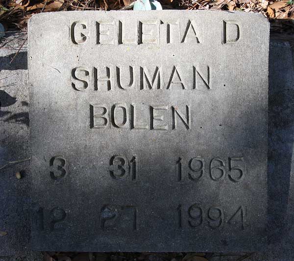 Geleta D. Shuman Bolen Gravestone Photo
