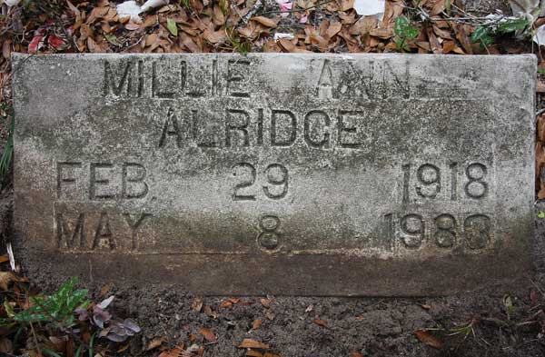 Millie Ann Alridge Gravestone Photo